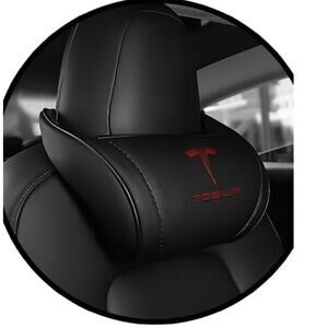 2 pieces Tesla Cushion Neck Headrest Premium  Detachable Support Black & Red NEW